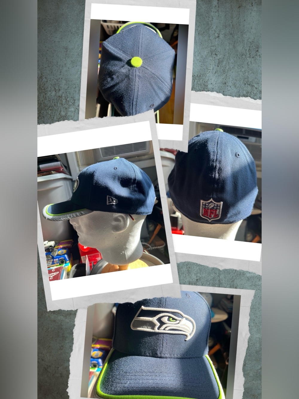 Blue Seattle Seahawks New Era Hat NFL FlexFit 39THIRTY Fitted Cap Medium/Large